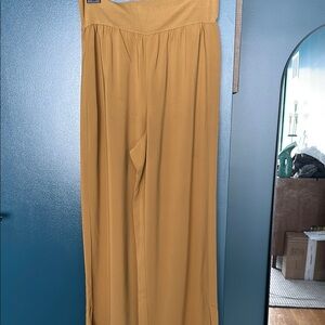 Theory Wide Leg Pants in Mustard Yellow